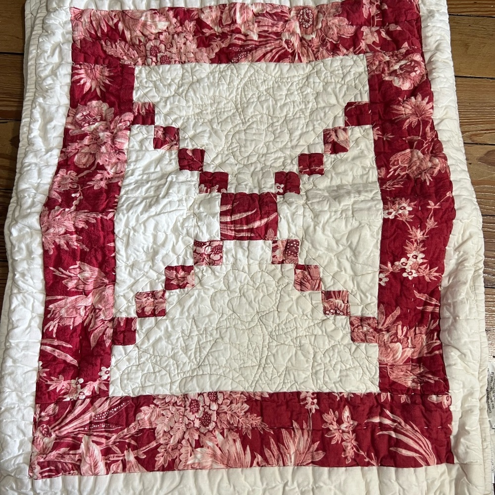 Pottery Barn Andover Patchwork Quilt, Full/Queen, Ivory/Red